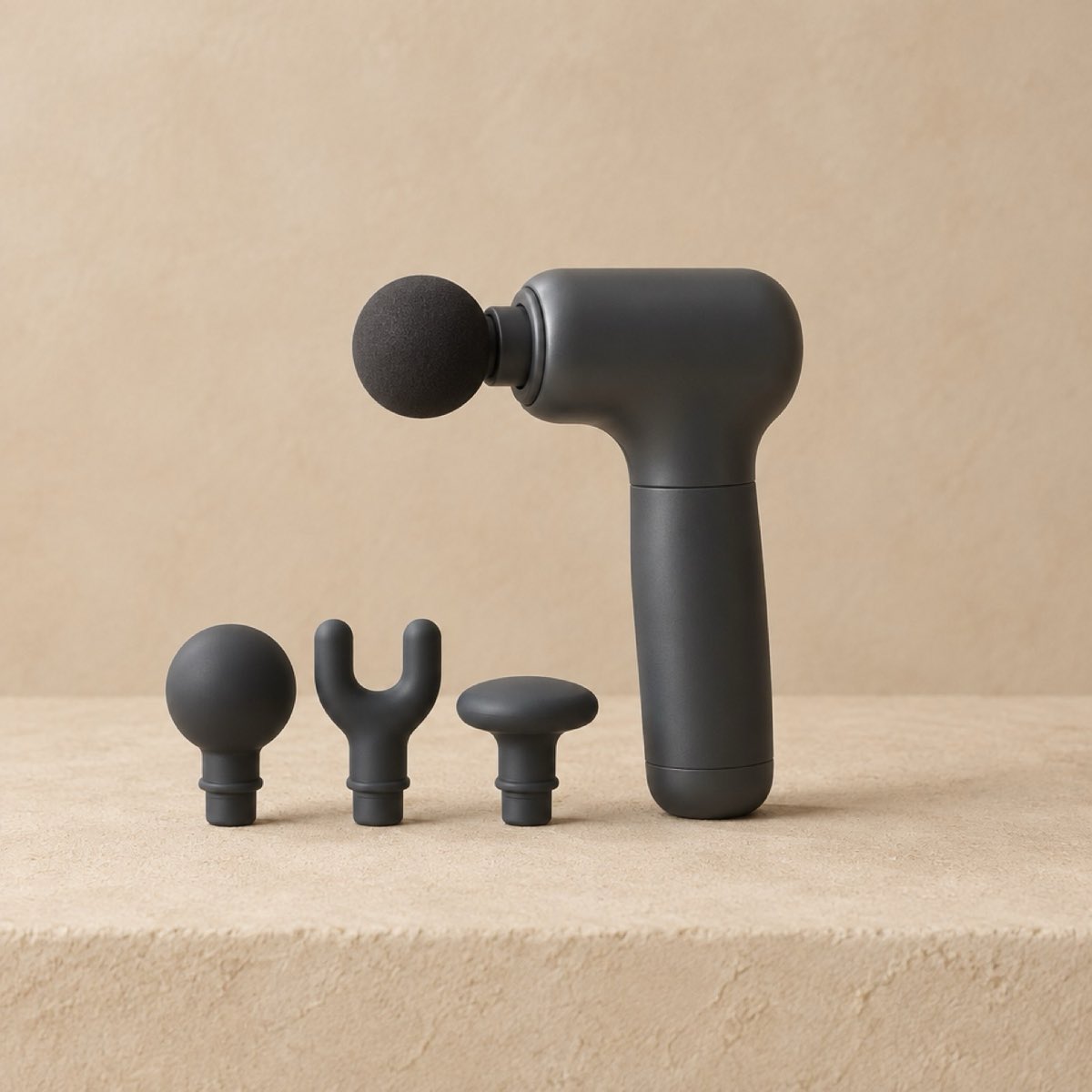 Handheld percussion massager with interchangeable heads